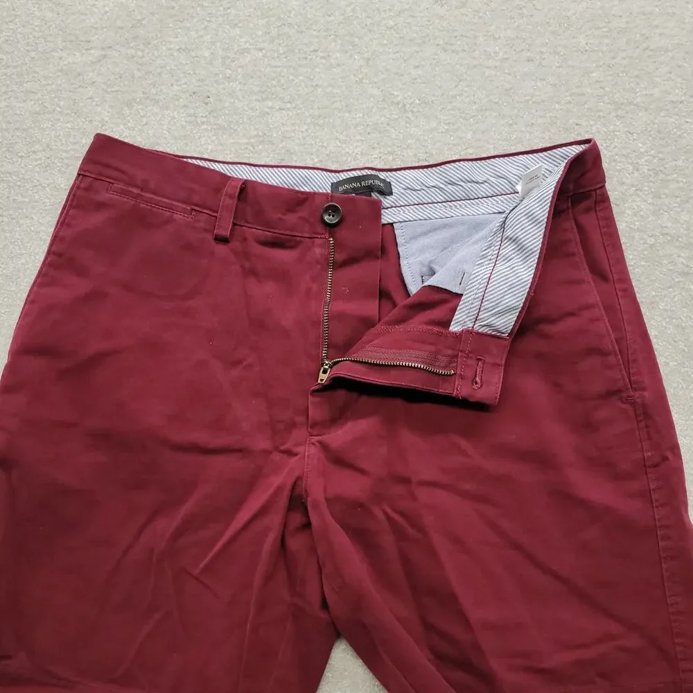 Banana Republic Mens Size 34 Burgundy Chino Shorts Flat Front Casual